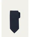 Brioni Solid Textured Silk Tie In Blue