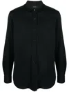 Brioni Spread-collar Cotton Shirt In Black