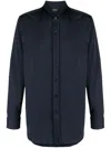 Brioni Spread-collar Cotton Shirt In Blue