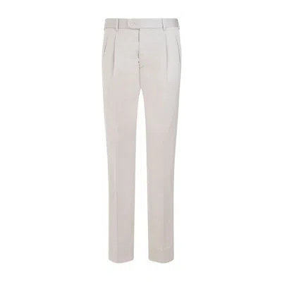 Brioni Ss24 Men's Cotton Pants In Nude & Neutrals In White