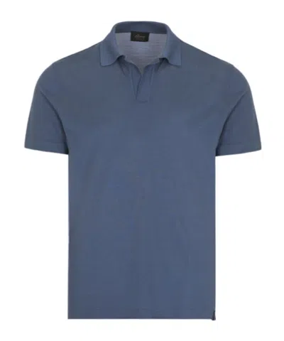 Brioni Steel Blue Silk Pique Polo