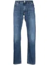 Brioni Straight-leg Cotton Trousers In Blue