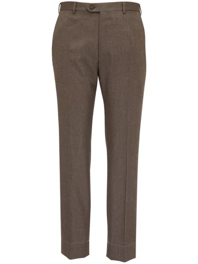 Brioni Madeira Cotton And Silk Straight Pants In Brown
