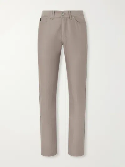 Brioni Straight-leg Cotton-moleskin Trousers In Neutral