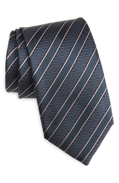 Brioni Stripe Jacquard Silk Tie In Blue