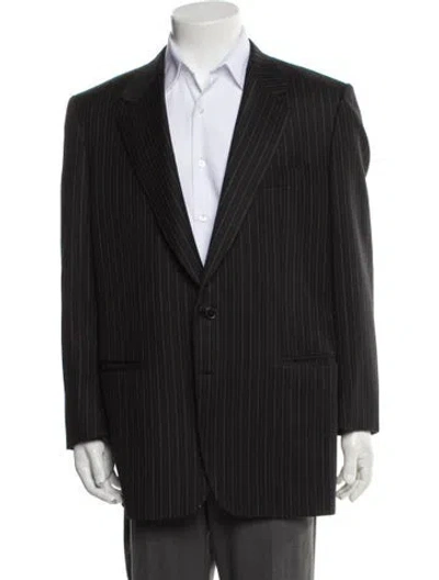 Pre-owned Brioni Striped Blazer In Black