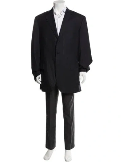 Pre-owned Brioni Striped Blazer In Black