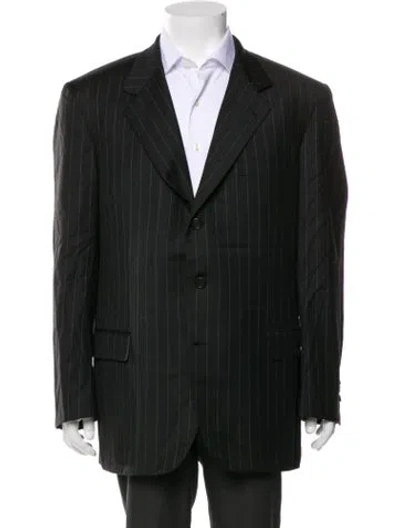 Pre-owned Brioni Striped Blazer In Green