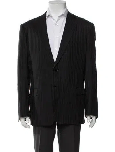 Pre-owned Brioni Striped Blazer In Grey