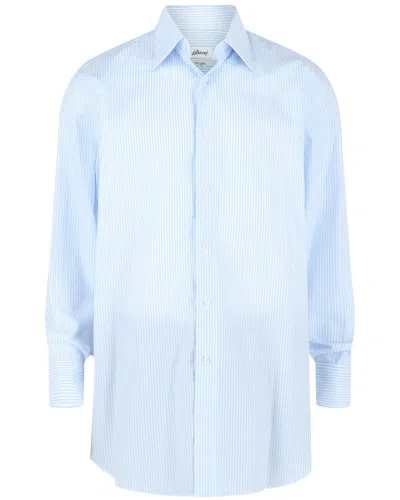 Brioni Striped Button-up Shirt In Blue