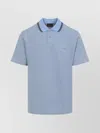 Brioni Striped Edge Polo Shirt In Cotton In Blue