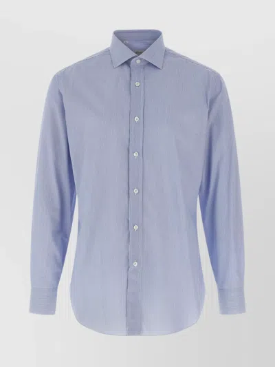 Brioni Striped Long Sleeve Button-down Shirt In Blue