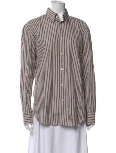 Pre-owned Brioni Striped Long Sleeve Button-up Top In Multi