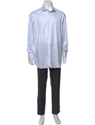 Pre-owned Brioni Striped Long Sleeve Dress Shirt In Blue