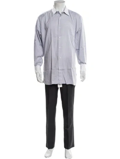 Pre-owned Brioni Striped Long Sleeve Dress Shirt In Blue