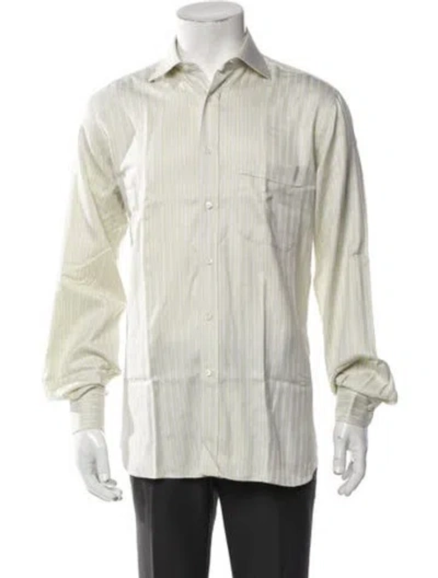 Pre-owned Brioni Striped Long Sleeve Dress Shirt In Neutral