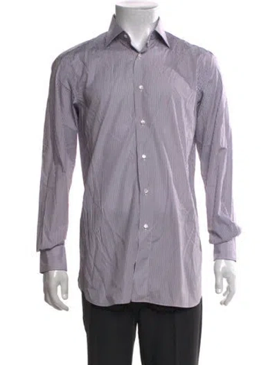 Pre-owned Brioni Striped Long Sleeve Dress Shirt In Red