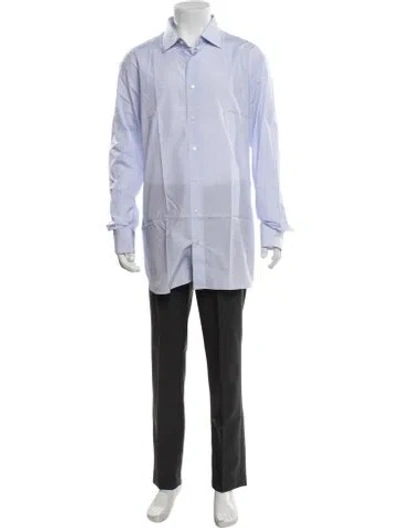 Pre-owned Brioni Striped Long Sleeve Dress Shirt W/ Tags In Blue
