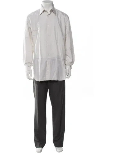 Pre-owned Brioni Striped Long Sleeve Dress Shirt W/ Tags In Grey