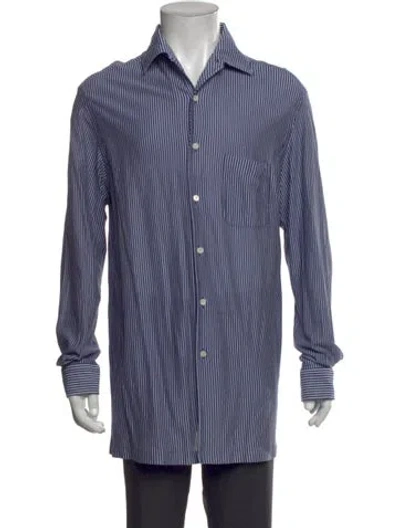 Pre-owned Brioni Striped Long Sleeve Shirt In Blue