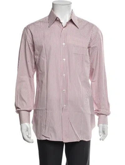 Pre-owned Brioni Striped Long Sleeve Shirt In Pink
