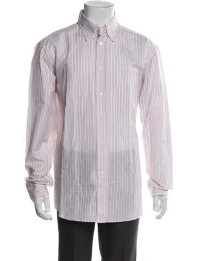 Pre-owned Brioni Striped Long Sleeve Shirt In White