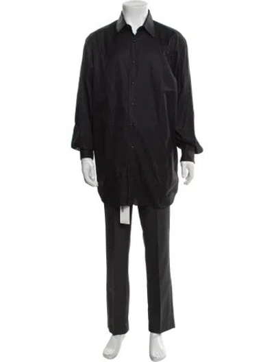 Pre-owned Brioni Striped Long Sleeve Tuxedo Shirt In Black