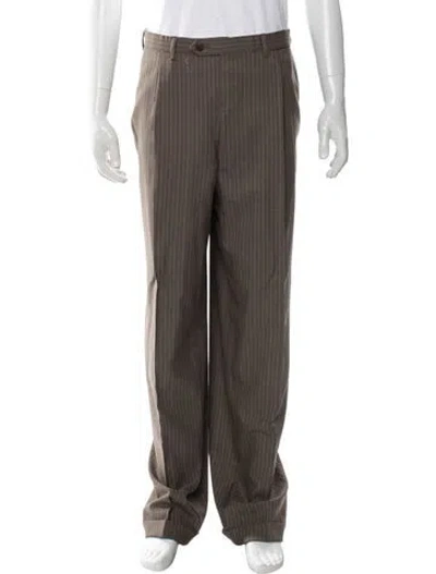 Pre-owned Brioni Striped Pants In Brown