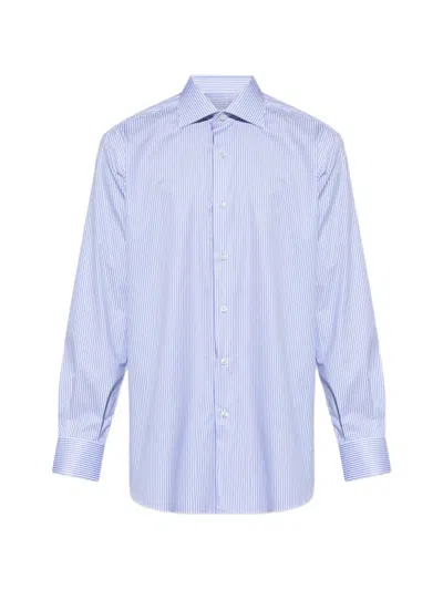 Brioni Striped-pattern Shirt In Blue