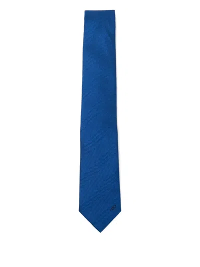 Brioni Striped Silk Tie In Blue