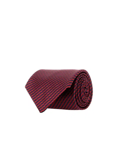 Brioni Striped Silk Tie In Pink