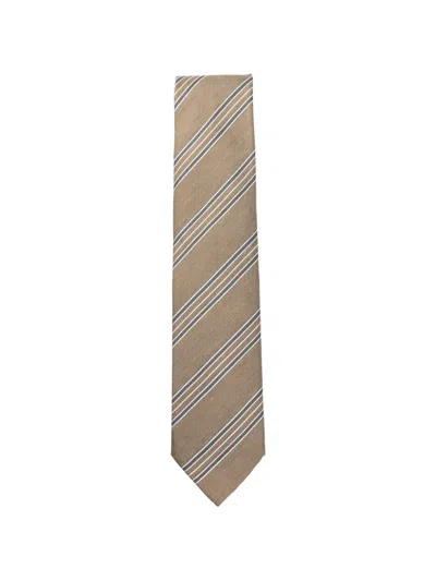 Brioni Striped Silk Tie In Pattern