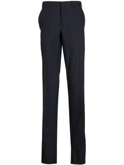 Brioni Striped Straight-leg Trousers In Blue