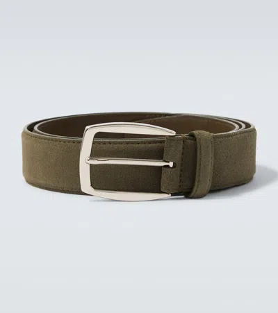 Brioni Suede Belt In Green