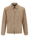 Brioni Classic Suede Blouson With Cupro Lining In Brown