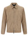 Brioni Classic Suede Blouson With Cupro Lining In Brown
