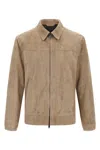 Brioni Classic Suede Blouson With Cupro Lining In Brown
