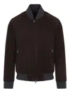 Brioni Ribbed Collar Bomber With Side Pockets In Black