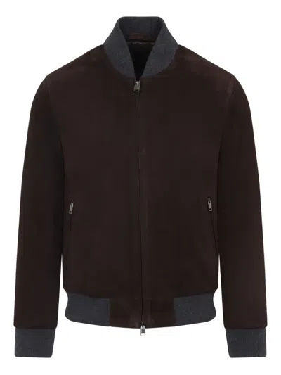 BRIONI SUEDE BOMBER JACKET
