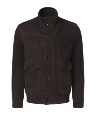 Brioni Dark Brown Perforated Suede 75 Blouson