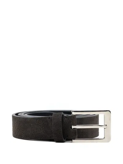 Brioni Suede Buckle Belt In Brown