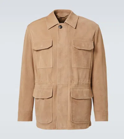 Brioni Feldjacke Aus Veloursleder In Beige