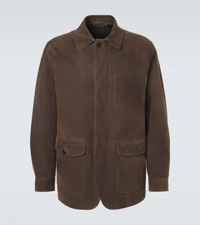 Brioni Suede Jacket In Brown