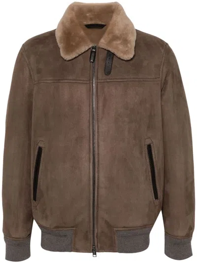 Brioni Suede Jacket In Grey