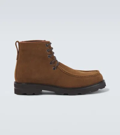Brioni Suede Lace-up Boots In Brown