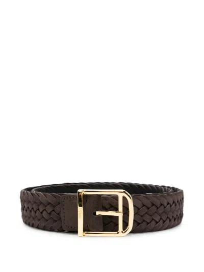Brioni Suede Leather Belt In Brown