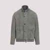 Brioni Suede Leather Jacket In Loden