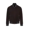 Brioni Ribbed Collar Bomber With Side Pockets In Brown