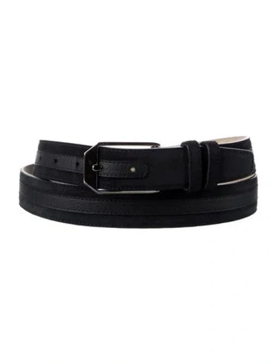 Pre-owned Brioni Suede Leather Trim Embellishment Belt In Blue