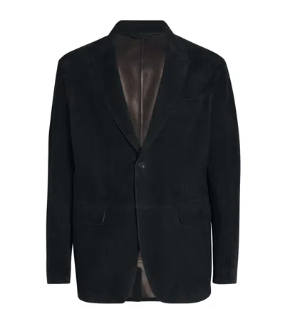 Brioni Suede Monti Blazer In Black